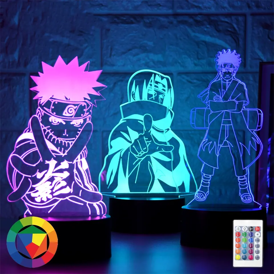 3d anime Uzumaki Led Night Light Team Sasuke Kakashi Hatake Kid Bedroom Nightlight Itachi Uchiha 3d night light